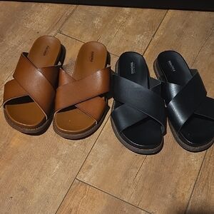 Sonoma Brown and Black Leather Women's Sandals